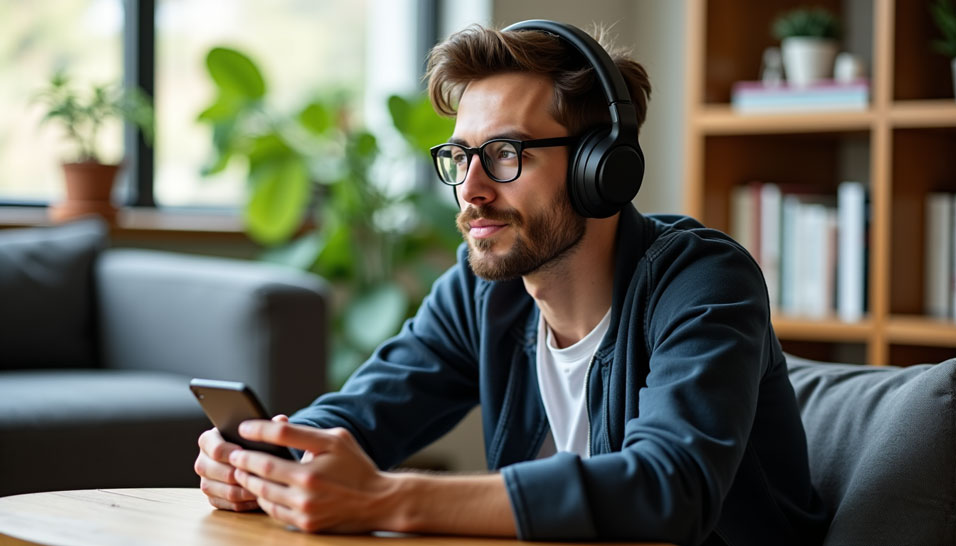Un homme avec un casque audio